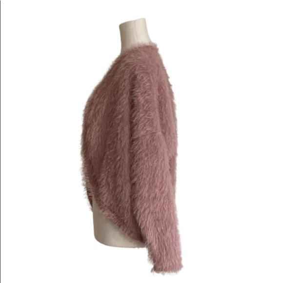 Another Reason Cardigan Sweater Mauve Teddy Bear Fuzzy Soft Open Front Small - Picture 2 of 14